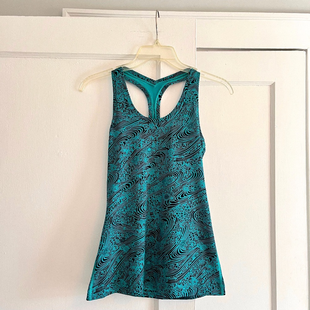 lululemon Emerald Green + Black Racerback Tank